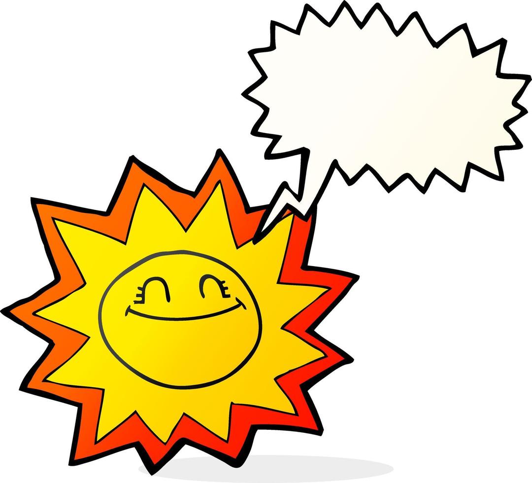 happy freehand drawn speech bubble cartoon sun vector