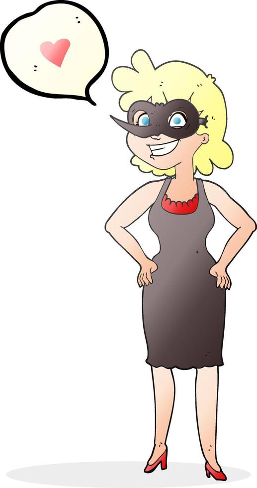 freehand drawn speech bubble cartoon woman wearing mask vector