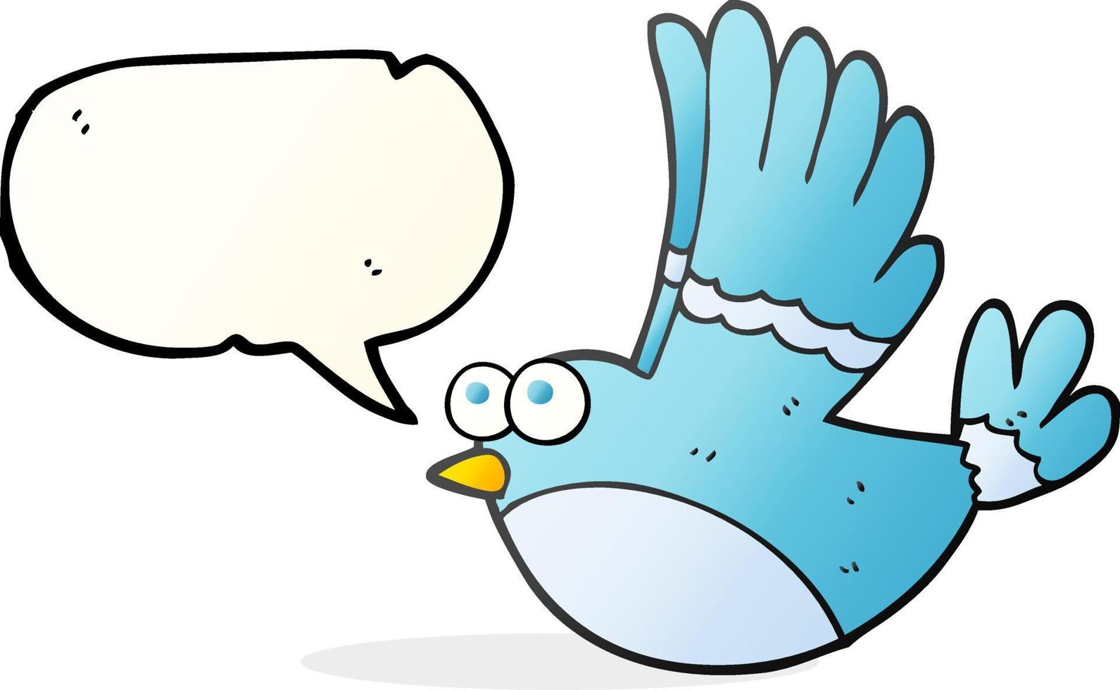 freehand drawn speech bubble cartoon flying bird vector