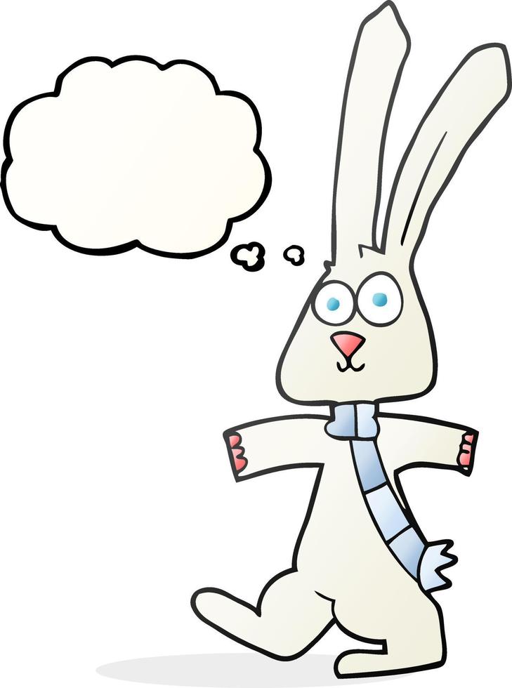 freehand drawn thought bubble cartoon rabbit vector