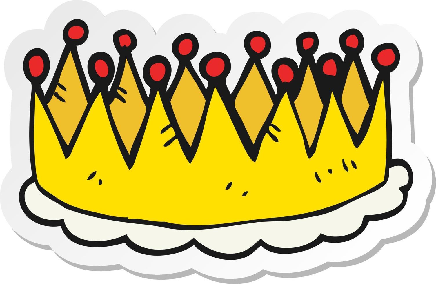 sticker of a cartoon crown vector