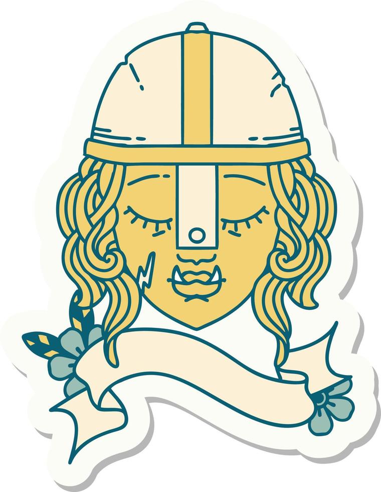 sticker of a orc fighter character face vector