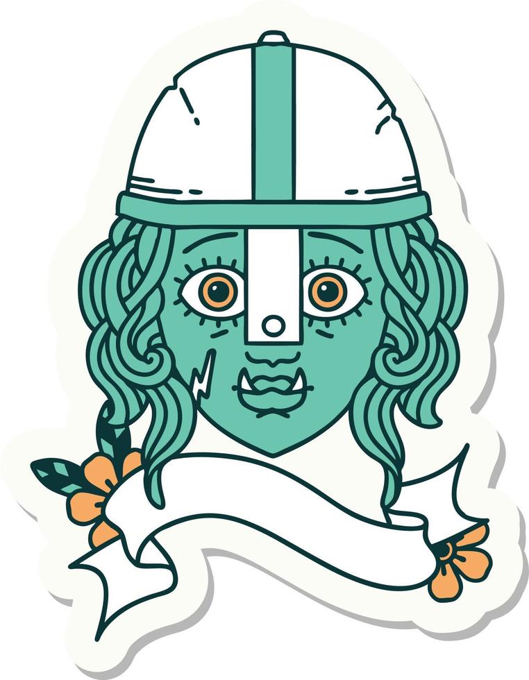 sticker of a orc fighter character face vector