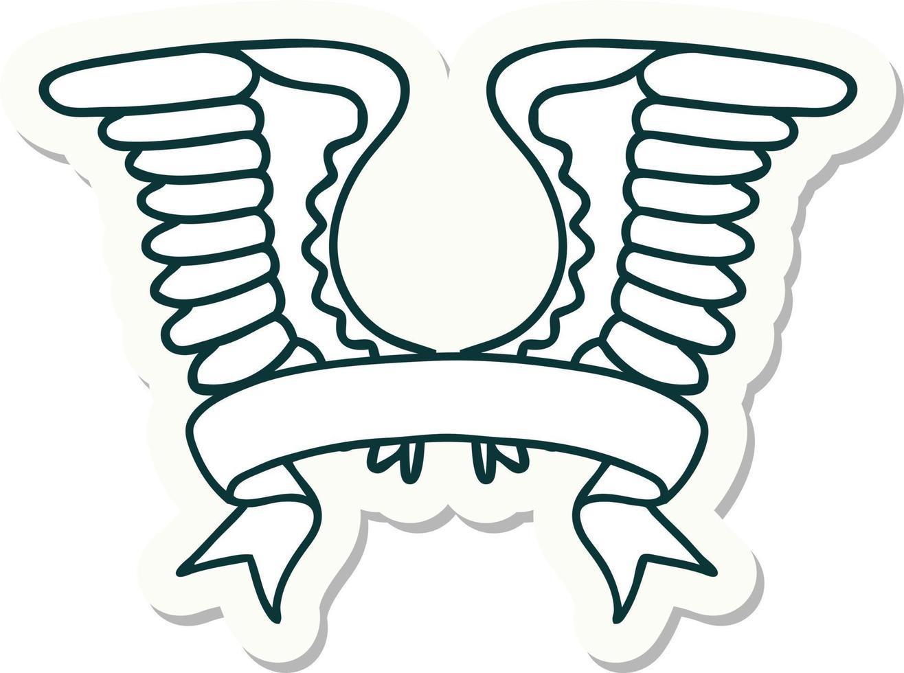 tattoo style sticker with banner of a wing vector