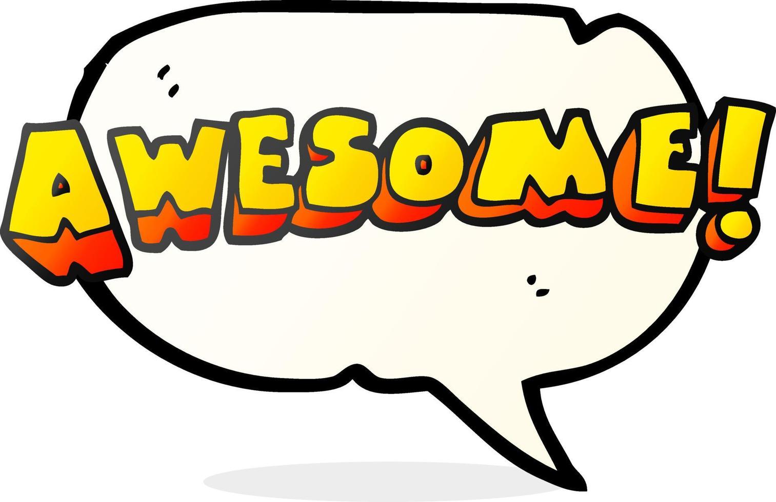 freehand drawn speech bubble cartoon awesome word vector