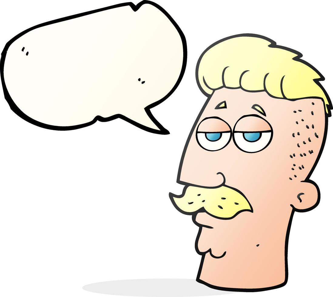 Discurso de burbuja dibujada a mano alzada cartoon hombre con corte de pelo hipster vector