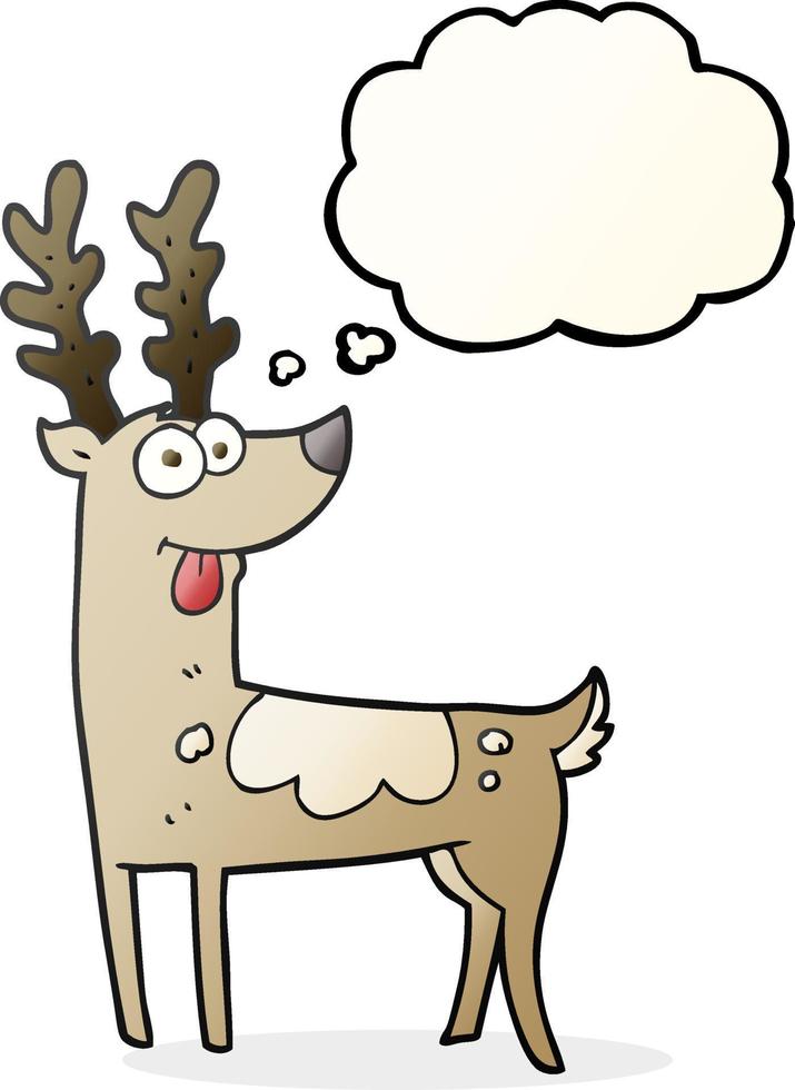 freehand drawn thought bubble cartoon reindeer vector