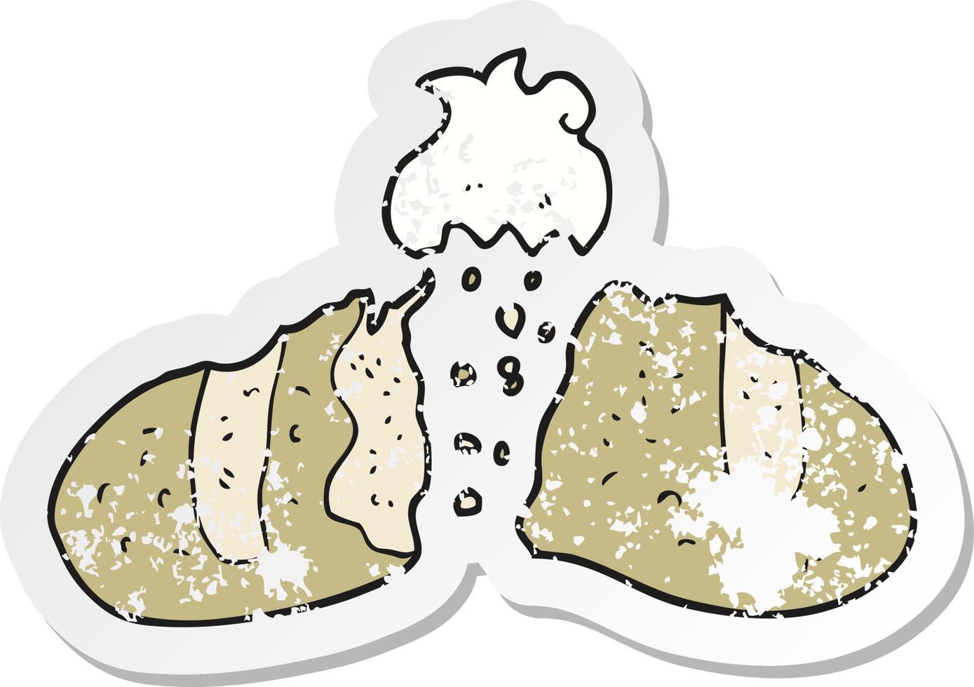 retro distressed sticker of a cartoon loaf of bread vector