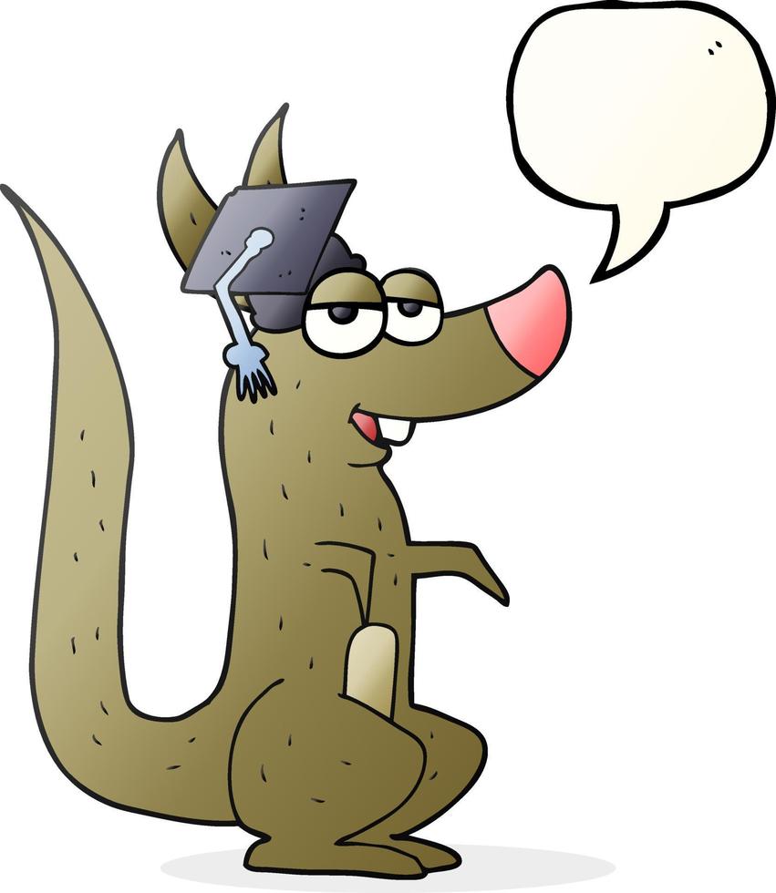 freehand drawn speech bubble cartoon kangaroo with graduation cap vector