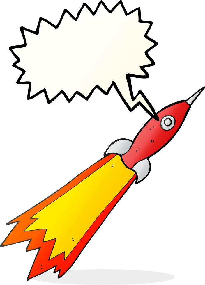 freehand drawn speech bubble cartoon rocket vector