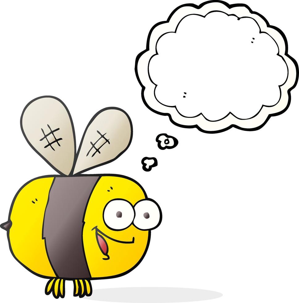 freehand drawn thought bubble cartoon bee vector