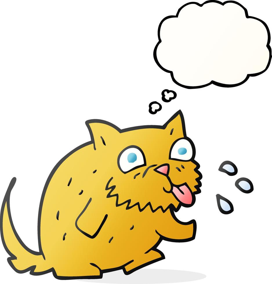 freehand drawn thought bubble cartoon cat blowing raspberry vector