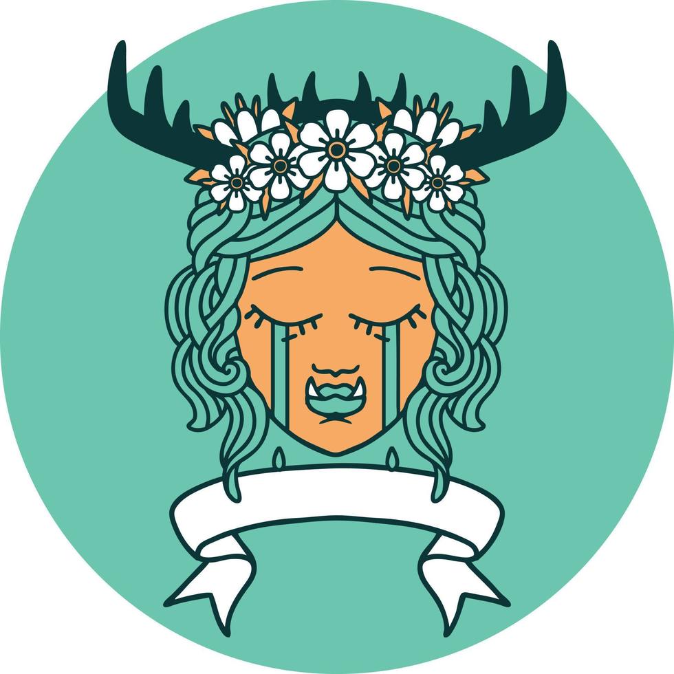 icon of crying orc druid character face vector