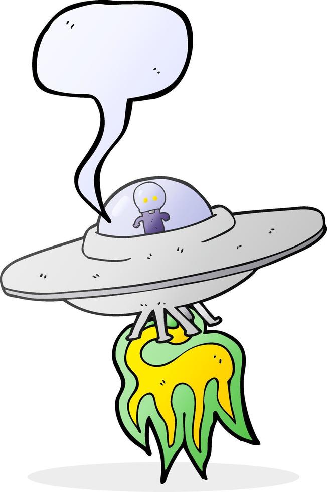 freehand drawn speech bubble cartoon alien flying saucer vector