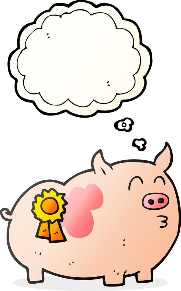 freehand drawn thought bubble cartoon prize winning pig vector