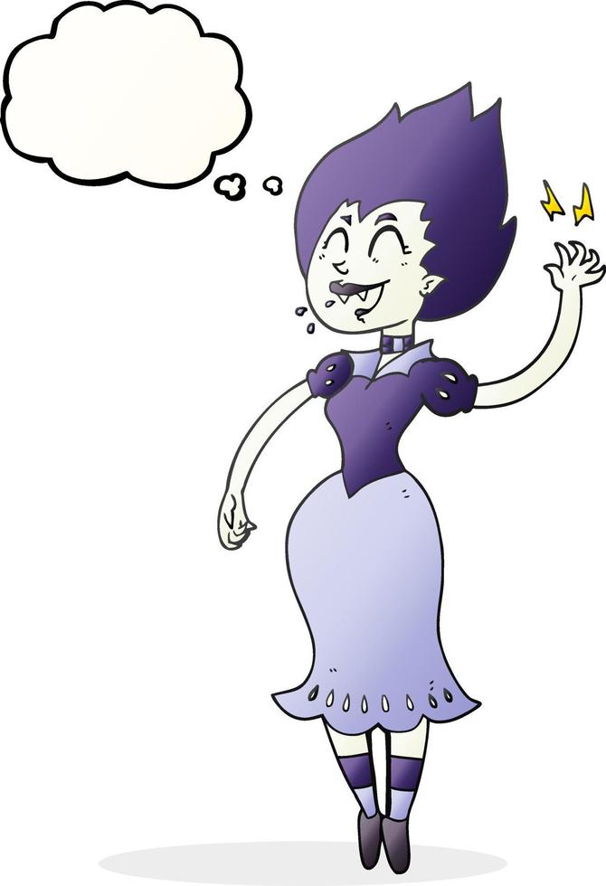 Pensamiento dibujados a mano alzada bubble cartoon chica vampiro vector