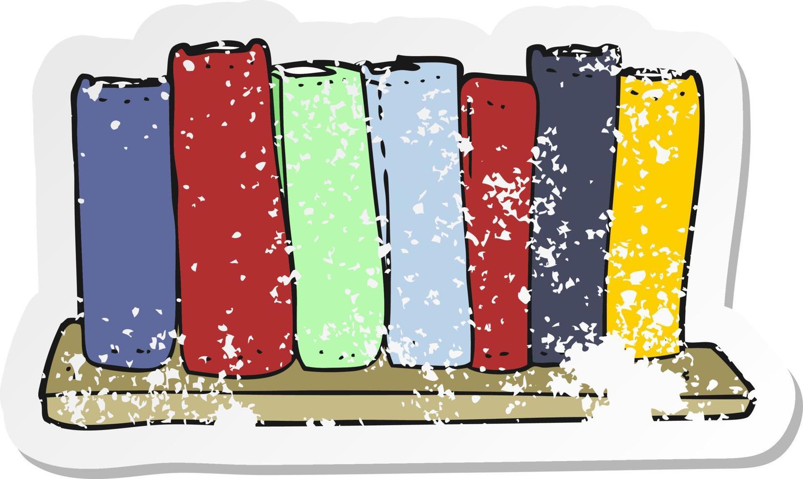 retro distressed sticker of a cartoon books vector