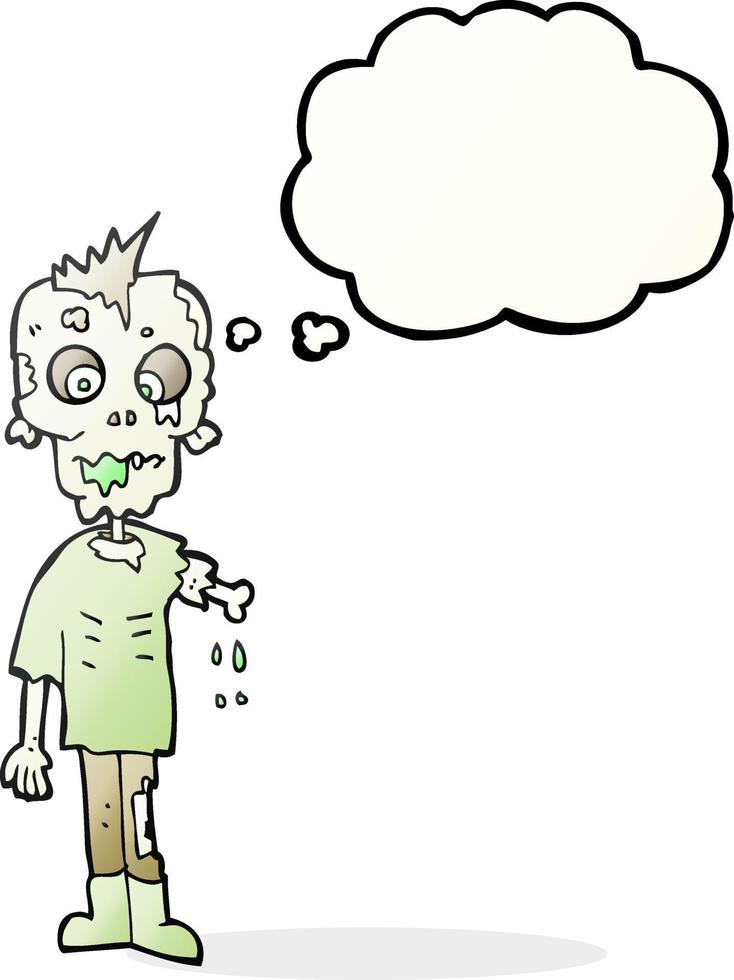 Pensamiento dibujado a mano alzada bubble cartoon zombie vector