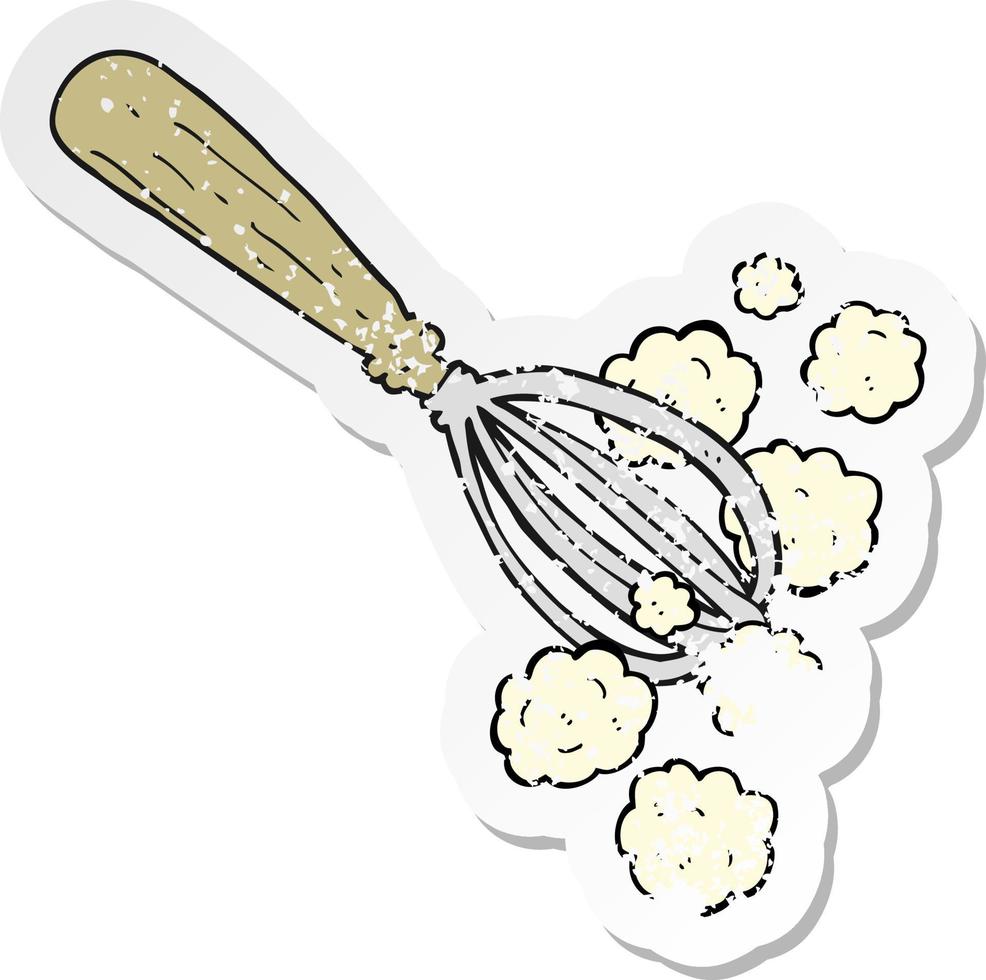 retro distressed sticker of a cartoon whisk vector