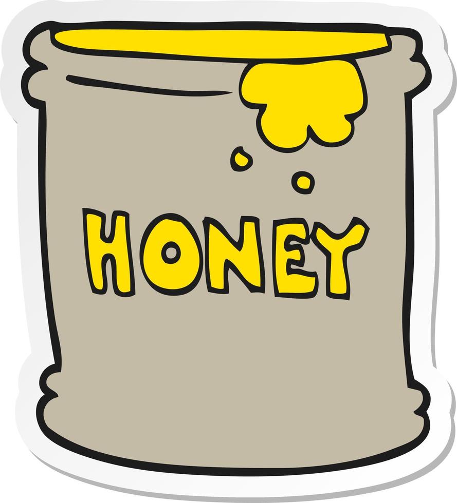 sticker of a cartoon honey pot vector