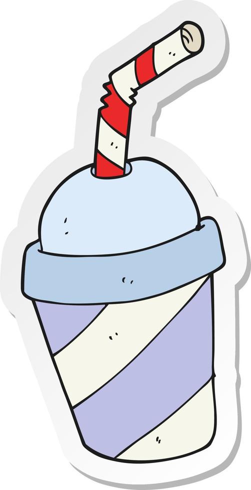 sticker of a cartoon soda drink cup vector