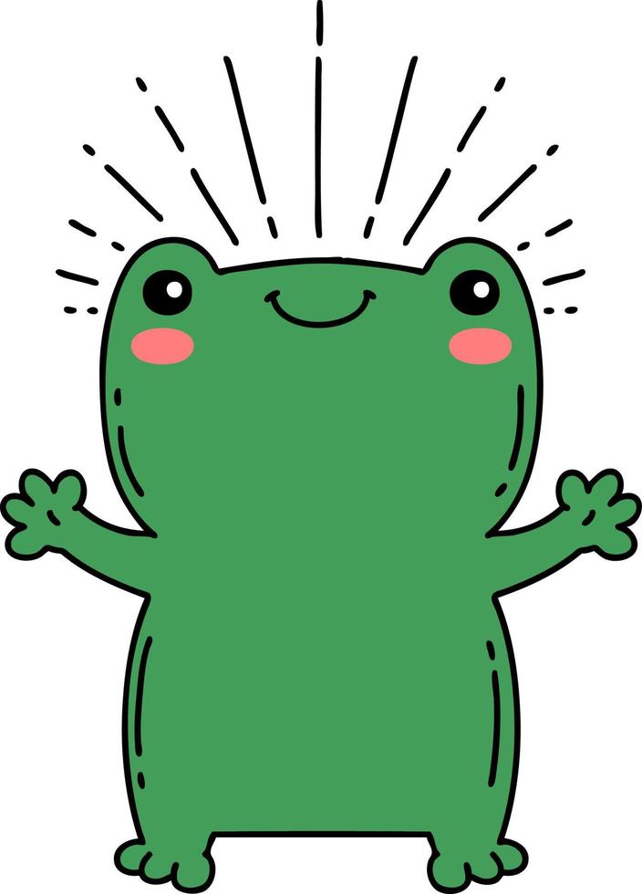 illustration of a traditional tattoo style happy frog vector