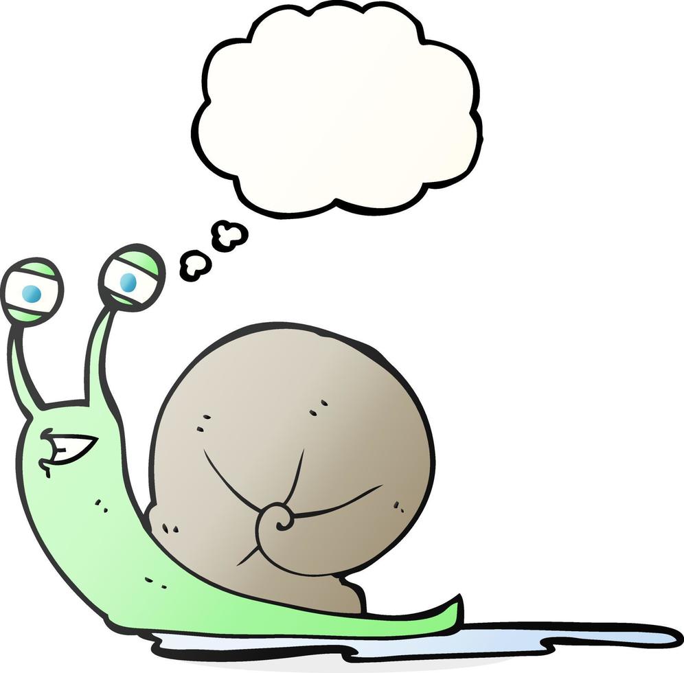 freehand drawn thought bubble cartoon snail vector