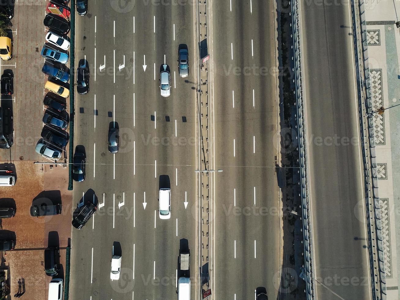 Aerial view from a drone on the highway photo