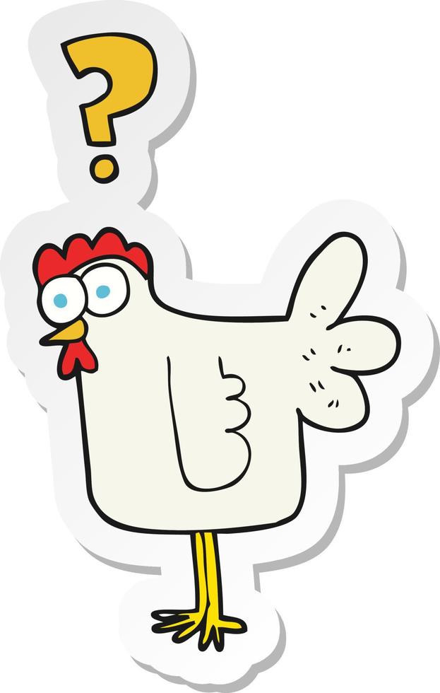 sticker of a cartoon confused chicken vector