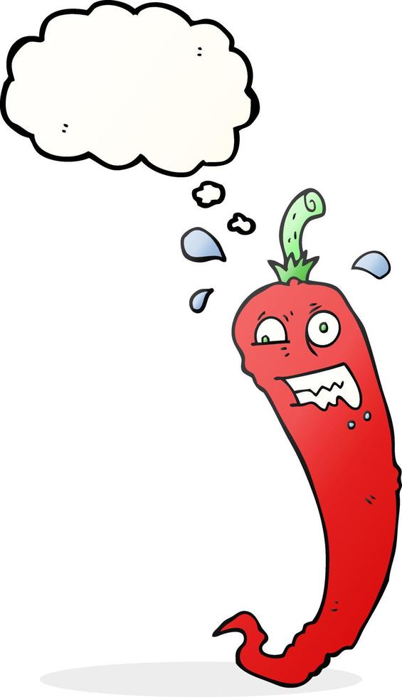 hot chilli pepper freehand drawn thought bubble cartoon vector