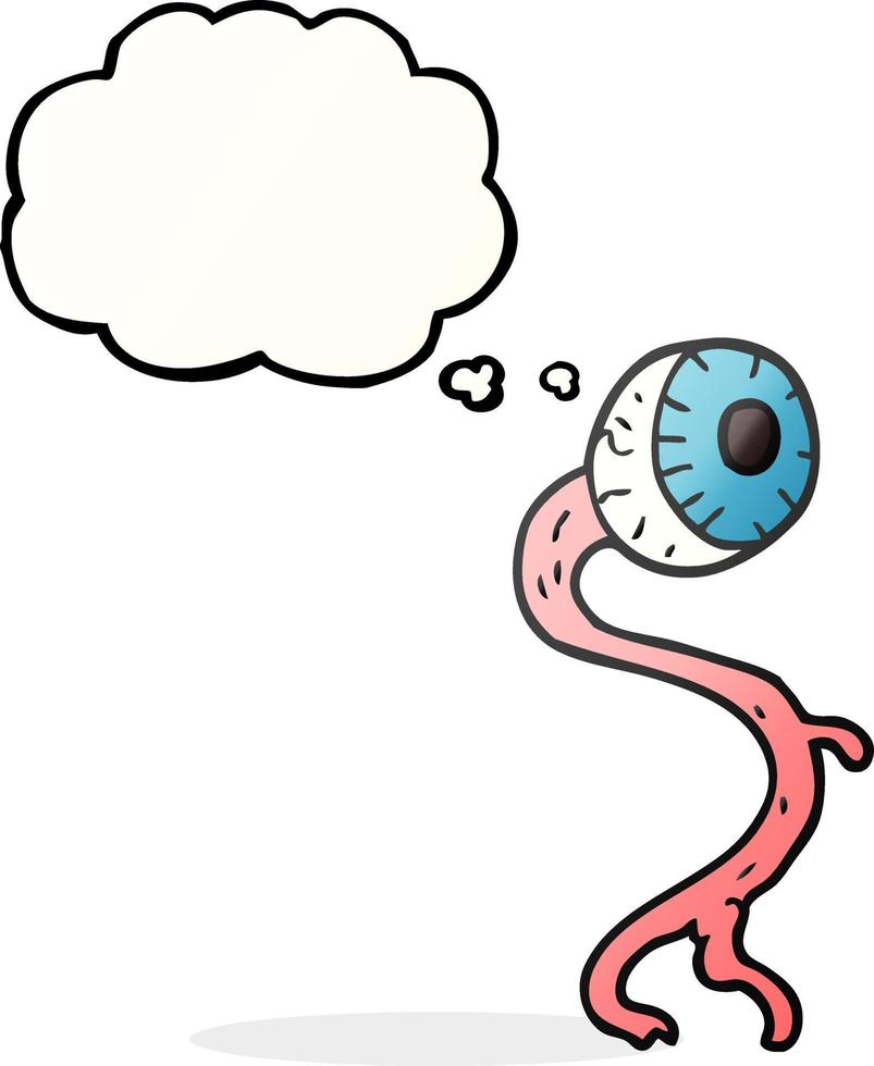 gross freehand drawn thought bubble cartoon eyeball vector