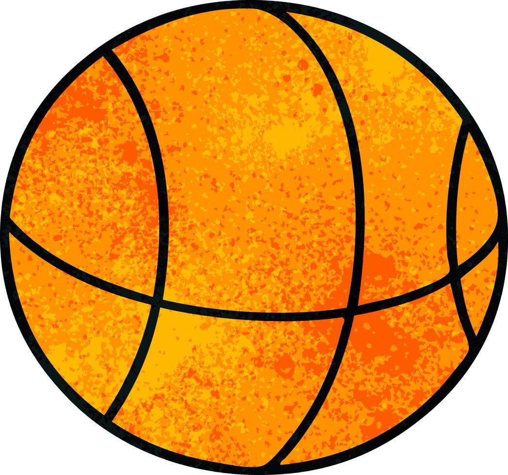 pelota de baloncesto de dibujos animados de textura grunge retro vector