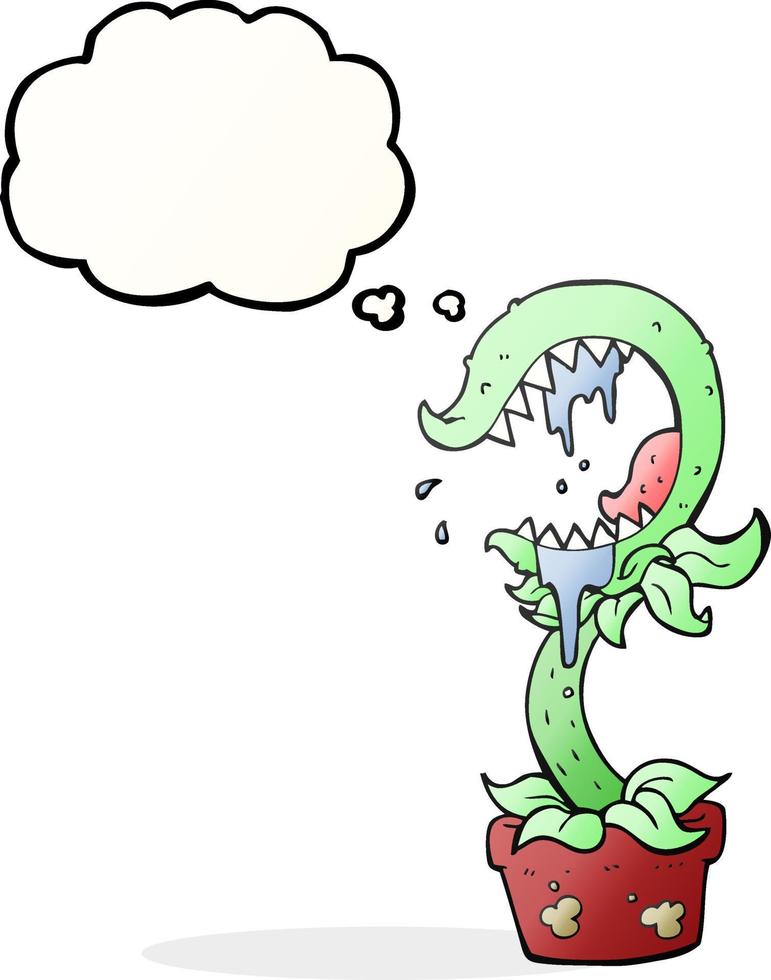 freehand drawn thought bubble cartoon carnivorous plant vector