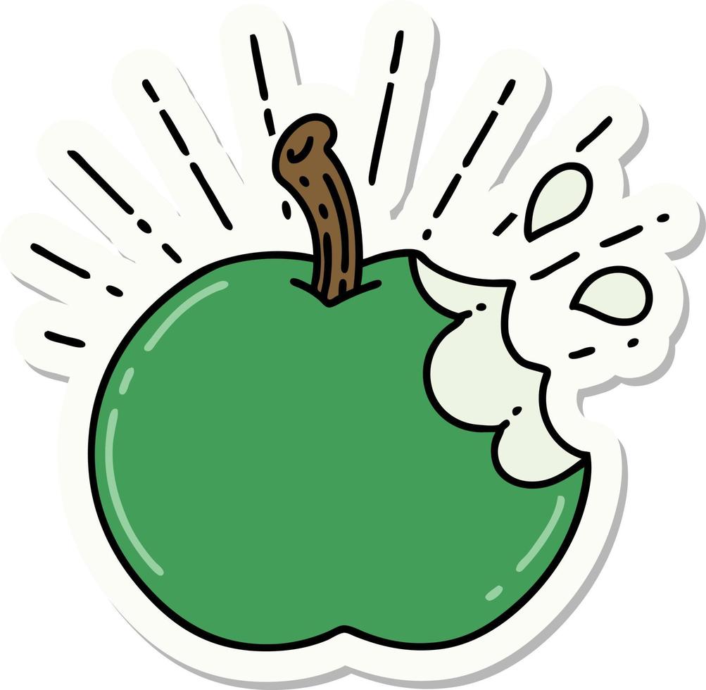 sticker of a tattoo style bitten apple vector