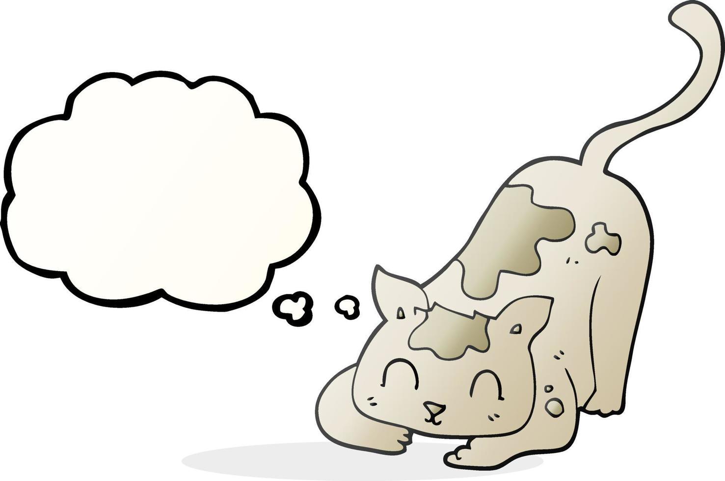 freehand drawn thought bubble cartoon cat playing vector