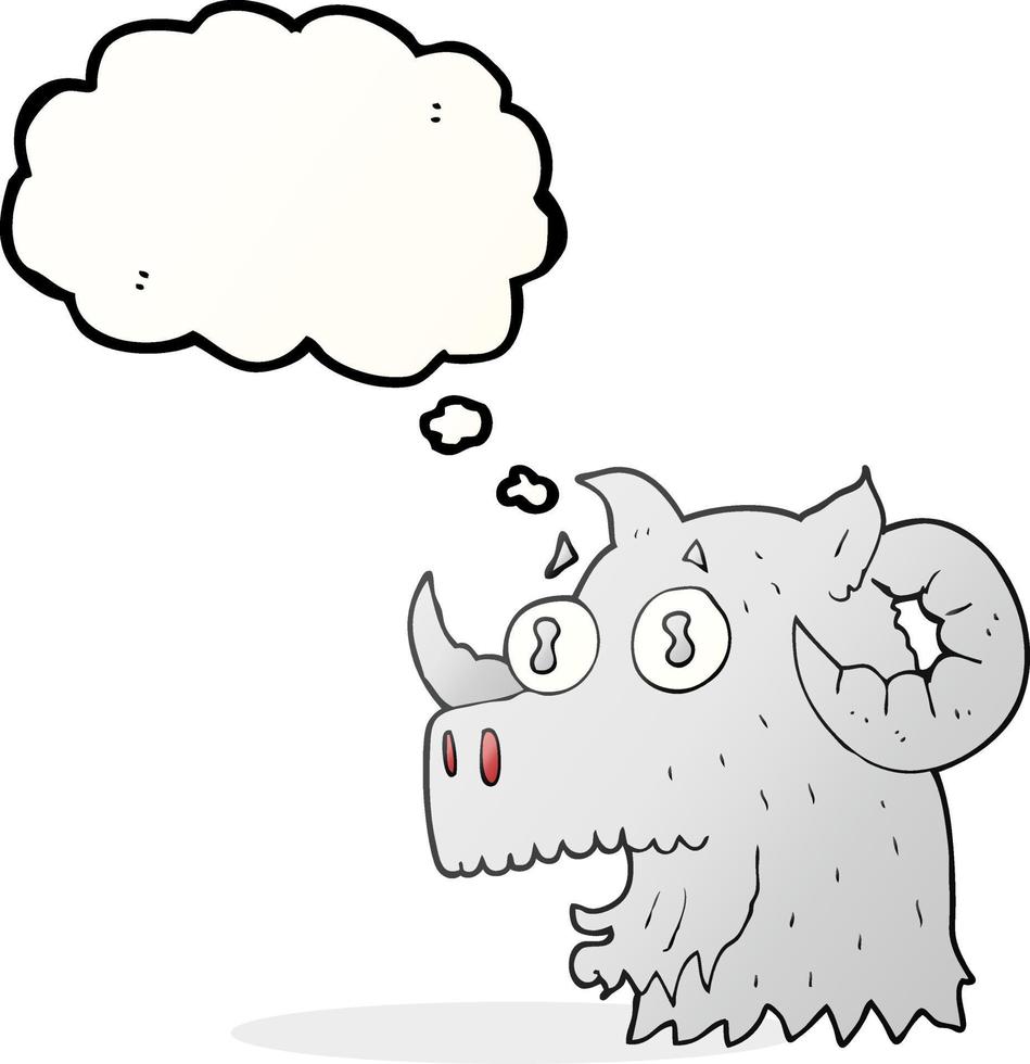 freehand drawn thought bubble cartoon ram head vector