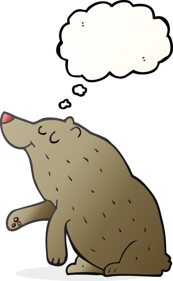 freehand drawn thought bubble cartoon bear vector