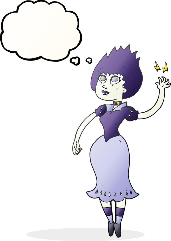 freehand drawn thought bubble cartoon vampire girl vector