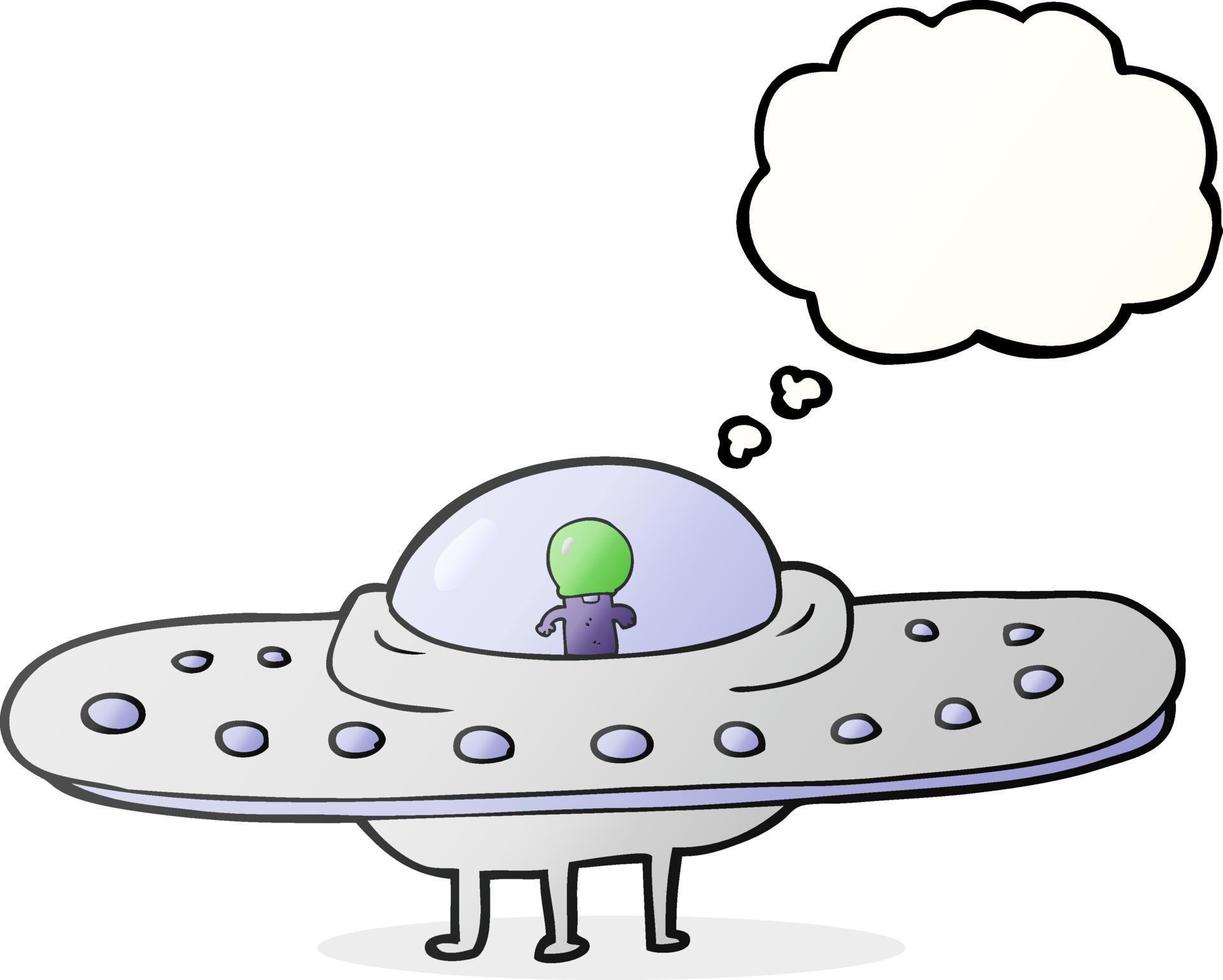 freehand drawn thought bubble cartoon flying saucer vector