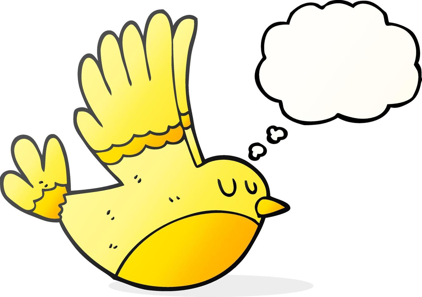 freehand drawn thought bubble cartoon flying bird vector