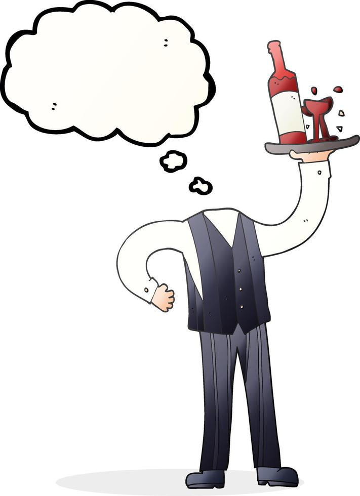 freehand drawn thought bubble cartoon headless waiter  add own photos vector