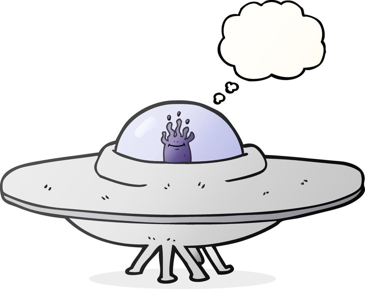 freehand drawn thought bubble cartoon flying saucer vector