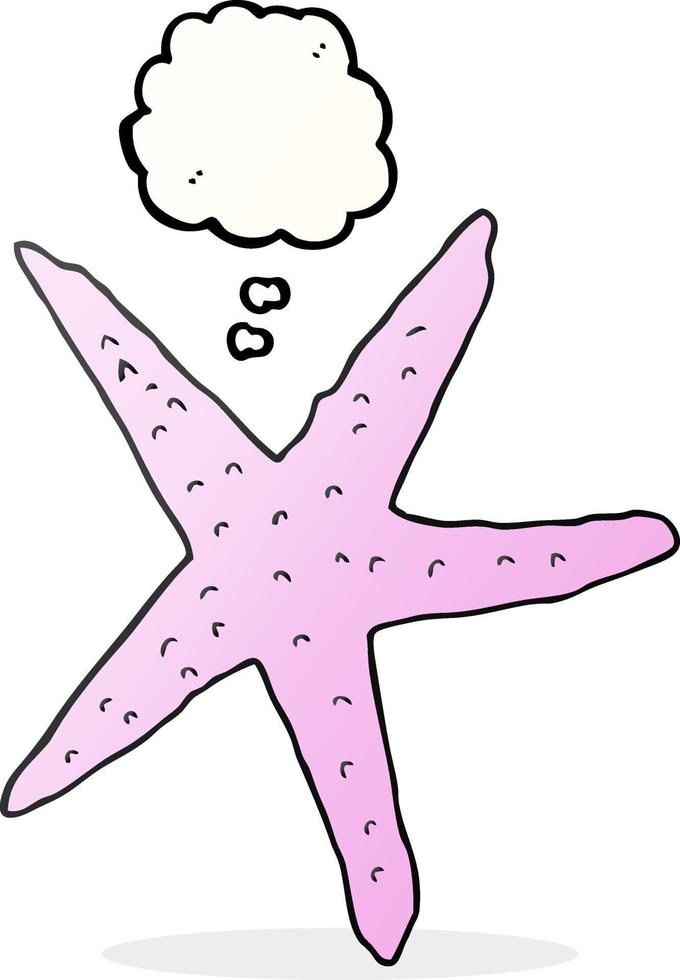 Estrella de mar de dibujos animados de burbujas de pensamiento dibujadas a mano alzada vector