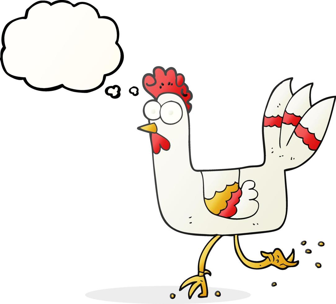 freehand drawn thought bubble cartoon chicken running vector