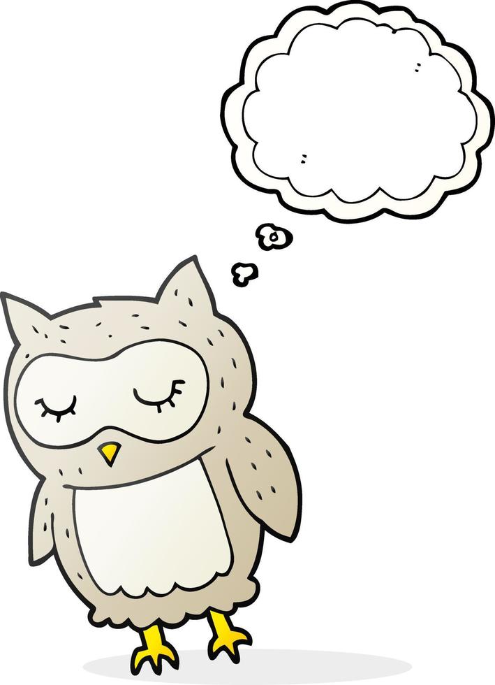 freehand drawn thought bubble cartoon owl vector