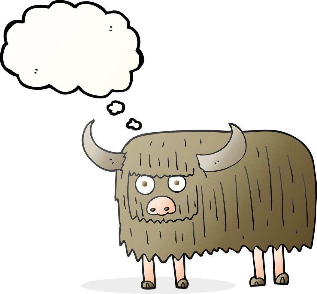 freehand drawn thought bubble cartoon hairy cow vector