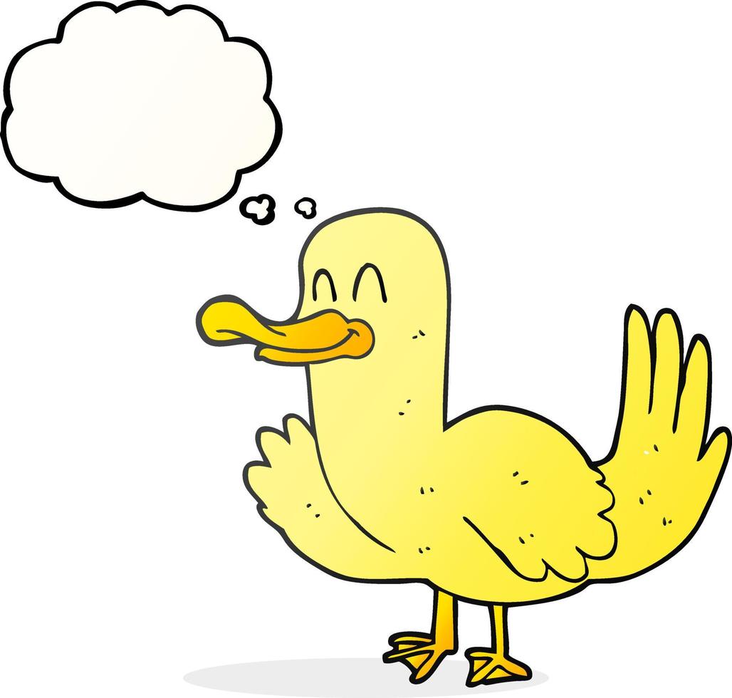 freehand drawn thought bubble cartoon duck vector