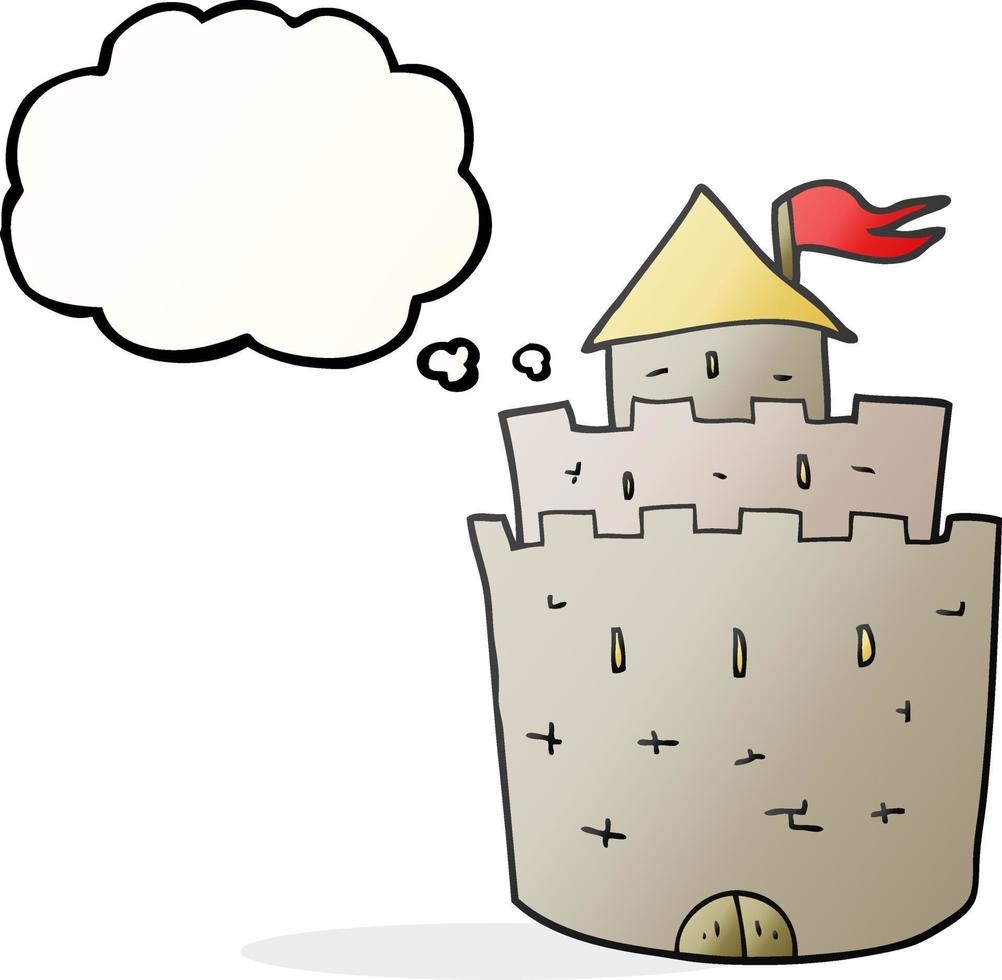 freehand drawn thought bubble cartoon castle vector