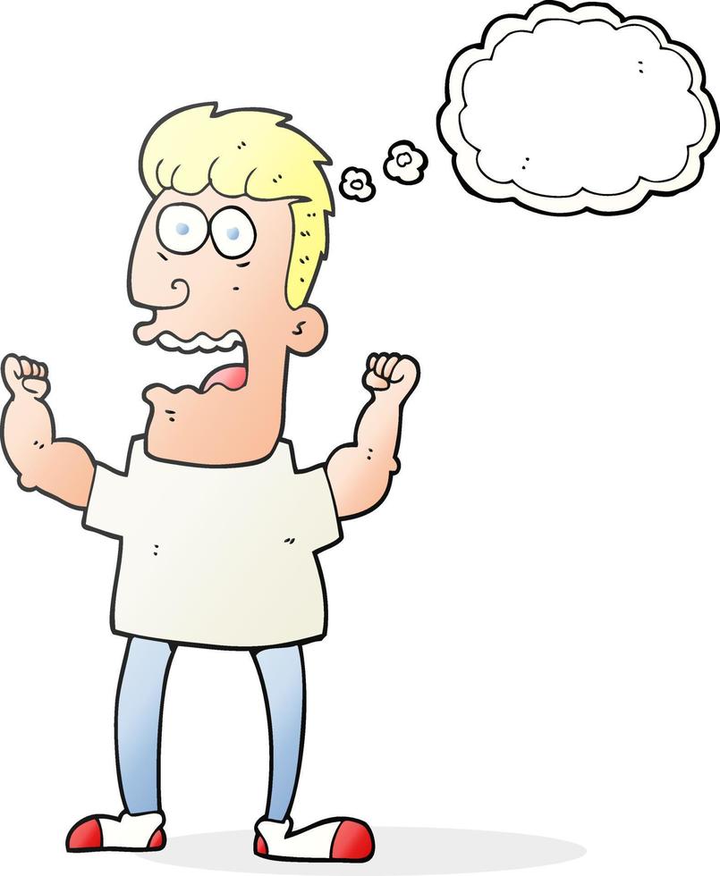 freehand drawn thought bubble cartoon stressed man vector