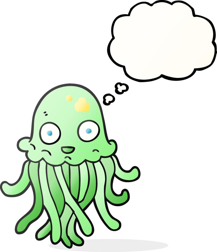 freehand drawn thought bubble cartoon octopus vector